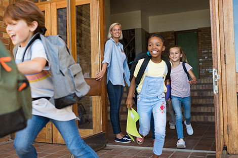 Children attending school